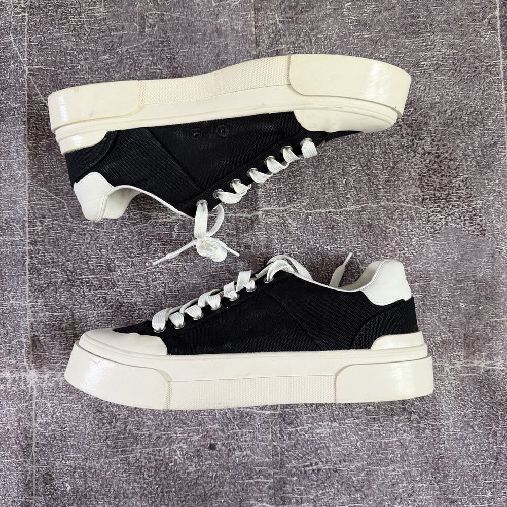 Men's Good News Shoes Black Canvas White Lace Up Trainer Sneakers Sz 42 (US 9)